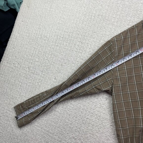 Volcom Plaid Button Up Shirt Long Sleeve Classic Fit Brown Tan Boy XL Skate Surf - Picture 9 of 13